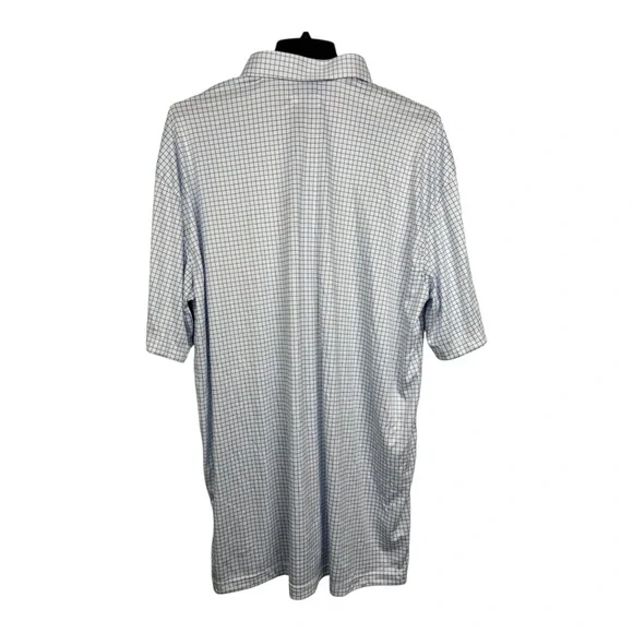 Collars & Co Polo Shirt Mens 2XL Blue Check Grid Dress Collar Golf Performance - Picture 4 of 14
